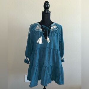 FREE PEOPLE BOHO dreamweaver embroidered flowy MINI DRESS/TOP